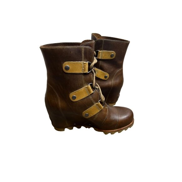 Sorel Joan of Arctic Wedge Mid Lace-Up Boots Women’s 7 Brown Leather Waterproof - Picture 8 of 13